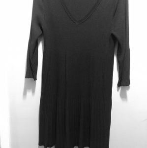 Black pleated sweater dress bell sleeves